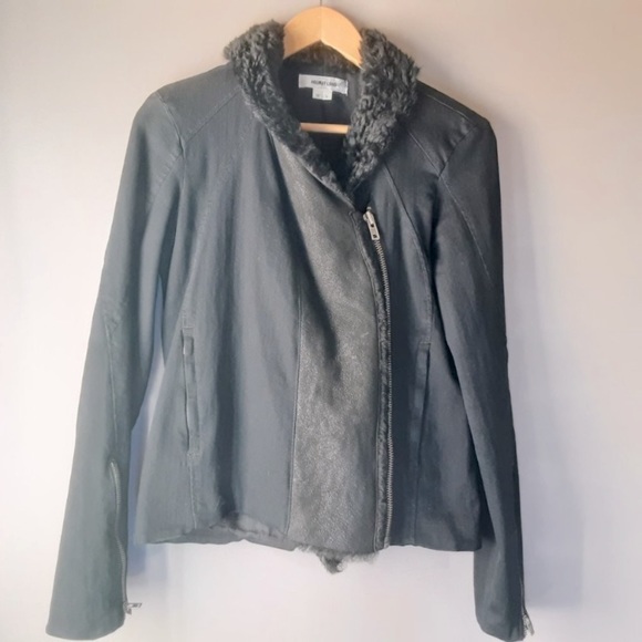 Helmut Lang Moto cotton leather shearling jacket - Picture 2 of 16